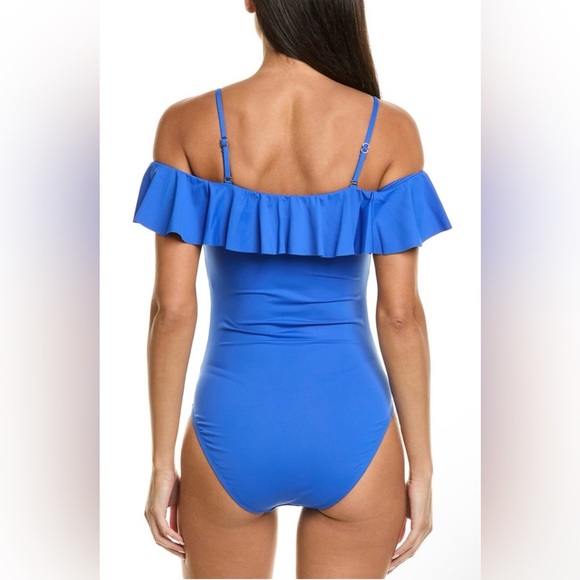La Blanca Blue Ruffled One Piece Swimsuit Size 18W - Picture 3 of 8